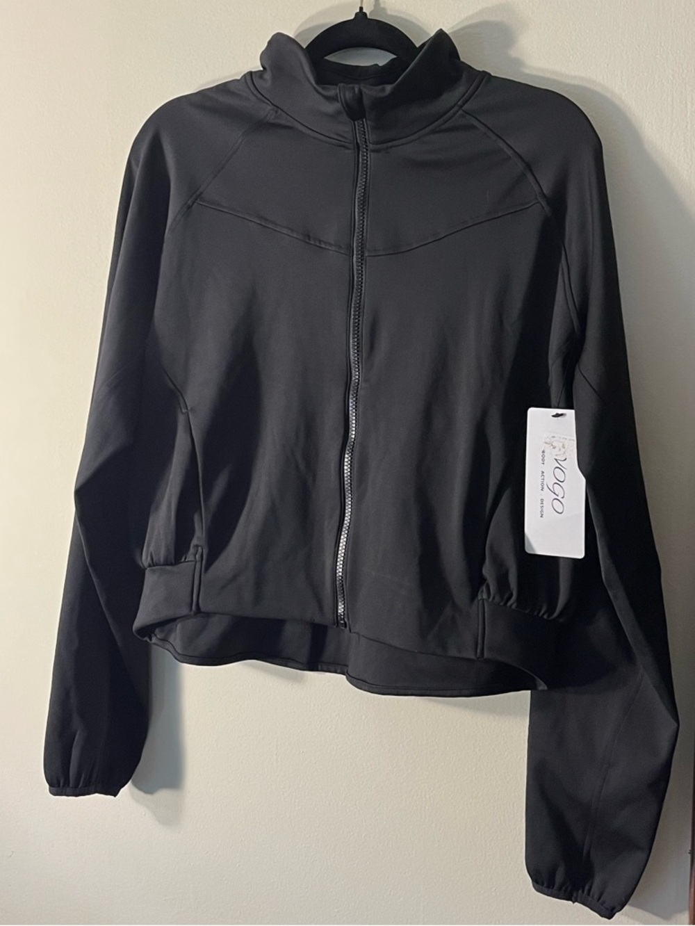 NWT Athleisure VOGO Athletica Black Women's Full-Zip Bomber Jacket Large Yoga